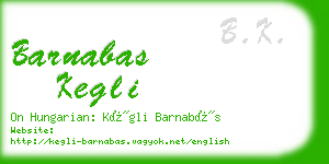 barnabas kegli business card